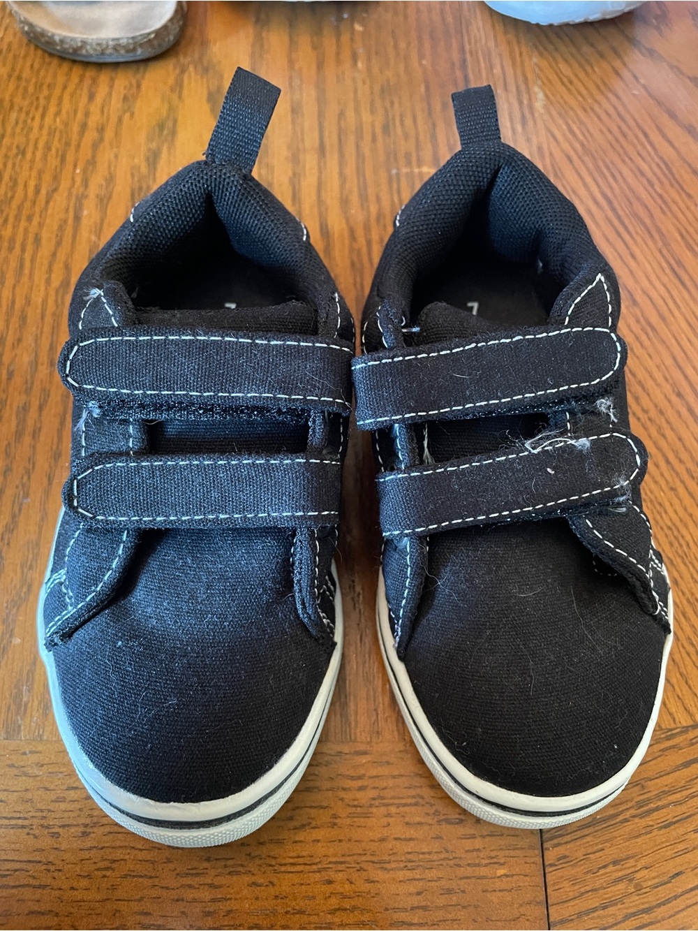 Kids Black Canvas Velcro Sneakers